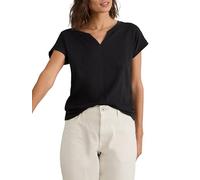 White Stuff Women's Nelly Notch Neck Short Sleeve T-Shirt - Casual Basic - Pure Black - Size 14R