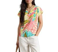White Stuff Women's Nelly Notch Neck T-Shirt - Short Sleeve Casual - Green MLT - Size 16