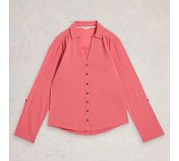 White Stuff Womens Shirt Annie Mix Jersey Mid Pink Casual
