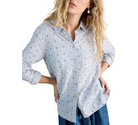 White Stuff Women's Sophie Organic Cotton Blouse - Button Down Blouse with All-Over Print - Blue MLT - Size 42