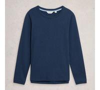 White Stuff Womens T-Shirt Clara Long Sleeve Dark Navy Cotton Casual