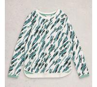 White Stuff Womens T-Shirt Clara Long Sleeve Ivory Print Casual