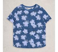 White Stuff Women's Clara Short Sleeve T-Shirt - Casual Short Sleeve T-Shirt - Navy Multicolour - Size 8