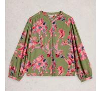 White Stuff Womens Top Lana Green Multi Cotton Casual Wear