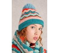 White Stuff Zig Zag Fairisle Beanie Teal Multi size OS | Outlet | Women | Cyan OS