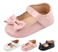 White Summer Children Infant Toddler Shoes Girls Touch Close Mary Jane Flats Hook Loop Solid Color Bow Simple Style Boys Infant Size 4 Shoes 5
