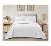 (White, Super King) 3 Piece Emboss Bedspread Quilted Bedding Set Throw