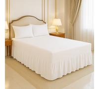 (White, Super King) Luxury Percale Plain Dyed Polycotton Easy Care Fitted Valance Sheet Ideal for Bed Room Home Decor Available in 18 colours