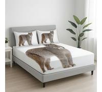 White Supersoft Fitted Sheet - Easy Care with Elasticated Corners - Cosy & Comfortable Delicate Touch Photorealistic Canadian Lynx Animals Adorable Fitted Sheet 180 x 200 x 30 cm - Fade Resistant