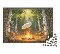 White Swan 1000 Piece Jigsaw Puzzle Paper for Adults Forest Campfire Scene Jigsaw Puzzle for Adults Focus Home Decor 70x50cm/1000pcs