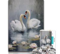 White Swan 1000 Piece Jigsaw Puzzles for Teenagers Gifts,Stress Reliever Difficult Challenge Enhance Love between Couples 38x26cm