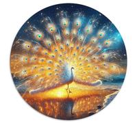 White Swan 1000 Piece Peacock Spreads Its Wings Round Puzzles Jigsaw for Adults Gift for Family Colorful for Creative for Teenagers And Adults 1000pcs (67.5x67.5cm)