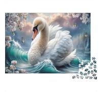 White Swan 1000 Piece Puzzle Turquoise Ocean Waves for Relaxation First-Time Jigsaw Users Memory Improvement Small Gift Idea 70x50cm/1000pcs