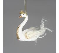 White Swan 12x13cm - Christmas Tree Hanging Decorations Festive Decorative Ornaments Fairy Tale Themed Xmas Tree Pendant