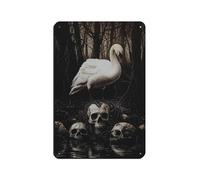 White Swan And Skull Tin Sign Vintage Metal Pub Club Cafe Bar Home Wall Art Decoration Poster Retro 8x12inch(20x30cm)