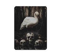 White Swan And Skull Tin Sign Vintage Metal Pub Club Cafe Bar Home Wall Art Decoration Poster Retro 12x16inch(30x40cm)