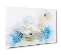 White Swan Art Canvas Print | Gallery Wrapped 30mm Frame Wall Art | 30x20 inches | Ready to Hang | Abstract Bird Picture | Living Room Bedroom Lounge Office