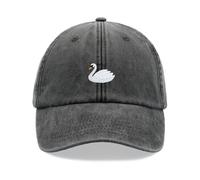 White Swan Baseball Cap Vintage Washed Unisex Dad Hat Adjustable Black