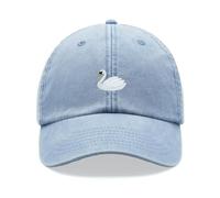White Swan Baseball Cap Vintage Washed Unisex Dad Hat Adjustable Light Blue