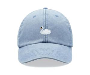 White Swan Baseball Cap Vintage Washed Unisex Dad Hat Adjustable Light Blue