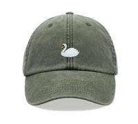 White Swan Baseball Cap Vintage Washed Unisex Dad Hat Adjustable Olive