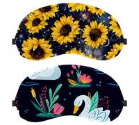 White Swan Colourful Flowers 2-Pack Light-Blocking Soft Breathable Eye Masks with Eye Patches and Sleep Masks
