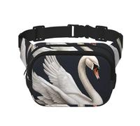 White Swan Fanny Pack For Women Waterproof Adjustable Belt Bags Waist Pack Fashion Casual Crossbody Bags Bum Bag For Running Workout Hiking Traveling, Black, One Size