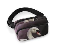 White Swan Fanny Packs with Zipper, Personalized Waist Bags with Multiple Pockets, Adjustable Sling Bag for Travel, Waterproof Belt Bag, Crossbody Bags