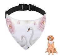 White Swan Floral Dog Bandana With Adjustable Strap D Ring Dog Neckerchief Pet Bibs Triangle Bandanas for Dogs Accessories Puppy Dogs Cats Decor Machine Washable