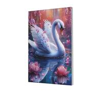 White Swan Flowers Canvas Wall Art Poster Aesthetic Print Painting For Dorm Bedroom Living Room,30x45cm Framed