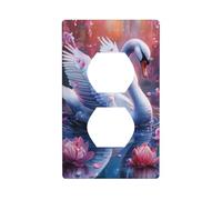 White Swan Flowers Outlet Cover Light Switch Cover Decorative 1 Gang Wall Plate for Kitchen Room Bathroom Size 7x11.4cm