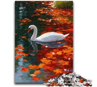 White Swan in Autumn JigsawPuzzle 1000 Pieces for Adults, Toys Educational Games Stress Relieving Unique Birthday And Gifts 50x75cm