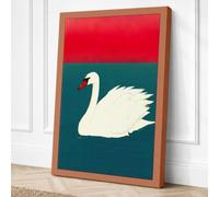 White Swan in Red and Canvas Wall Art Print 18x12 Inch | Ready to Hang, Gallery Wrapped, Fade-Resistant Inks, Securely Packaged, UK Made