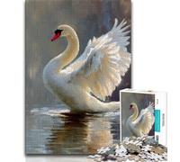 White Swan Jigsaw Puzzles for Adults 1000 Pieces,Help The Brain Exercise Addictive Toys to Cultivate Patience Suitable for Couples 38x26cm