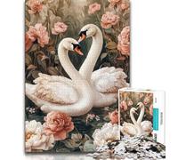 White Swan Jigsaw Puzzles for Adults,Learning Educational Toys Family Games with Matching Poster And Trivia Sheet (38x26cm)