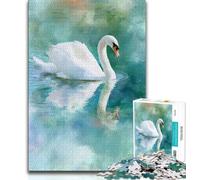 White Swan Jigsaw Puzzles for Teenagers 1000 Jigsaws,Stress Reliever Difficult Challenge Suitable for Desktop Decoration (38x26cm)