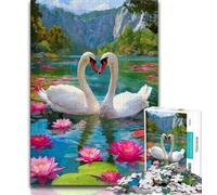 White Swan JigsawPuzzle 1000 Pieces for Adults,Learning Educational Toys Family Games with Matching Poster And Trivia Sheet 38x26cm