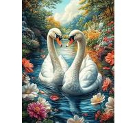 White Swan Lake 300 Pieces Premium Jigsaw Puzzle Natural Scenery Animals Adult Jigsaws Educational Challenge Mental Exercise Wall Art Winter Rigid Cardboard 300 PCS