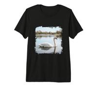 White Swan Lake Calm Water Wildlife Scene Premium T-Shirt