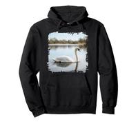 White Swan Lake Calm Water Wildlife Scene Pullover Hoodie