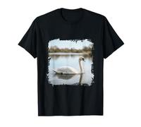 White Swan Lake Calm Water Wildlife Scene T-Shirt