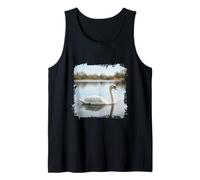 White Swan Lake Calm Water Wildlife Scene Tank Top