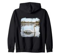 White Swan Lake Calm Water Wildlife Scene Zip Hoodie