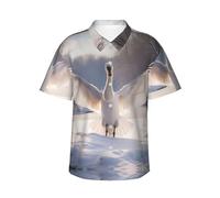 White swan Men's Hawaiian Shirt - Summer Casual Vacation Short Sleeve (S-3XL Optional), Black, XL