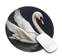 White Swan Mouse Pad Waterproof Gaming Mousepad with Non-Slip Rubber Base Round Computer Mouse Mat for Office Latop Mousepads Washable Cloth Desk Pad 8 x 8 in