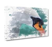 White Swan on a Lake (3) V3 Canvas Print | Gallery Wrapped 30mm Frame Wall Art | 30x20 inches | Ready to Hang | Modern Landscape Picture | Living Room Bedroom Lounge Office