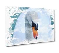 White Swan on a Lake No.2 V3 Modern Canvas Wall Art Print Ready to Hang, Framed Picture for Living Room Bedroom Home Office Décor, 20x14 Inch (50x35 cm)
