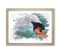 White Swan on a Lake No.3 V3 Modern Framed Print | A2 Oak Framed Wall Art | Ready to Hang | Modern Animal Picture | Living Room Bedroom Lounge Office