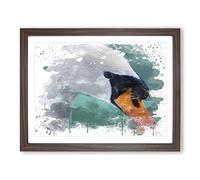 White Swan on a Lake No.3 V3 Modern Framed Print | A2 Walnut Framed Wall Art | Ready to Hang | Modern Animal Picture | Living Room Bedroom Lounge Office