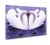White Swan on a Lake No.4 Canvas Print | Gallery Wrapped 30mm Frame Wall Art | 20x14 inches | Ready to Hang | Modern Landscape Picture | Living Room Bedroom Lounge Office
